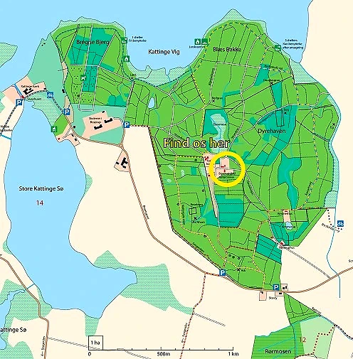 Kort over Boserup Skov, der viser start/mål.