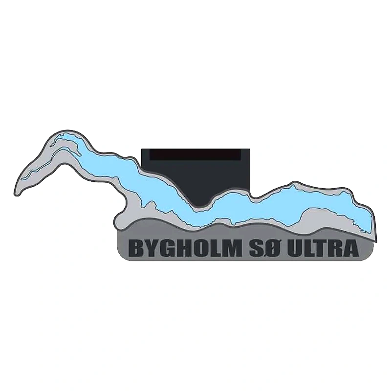 Bygholm Sø Ultra logo. Stiliseret søkort.