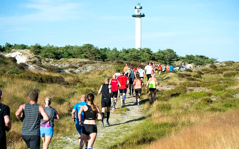 Løbere på Bornholm under et terræn løb. Smukt naturområde.