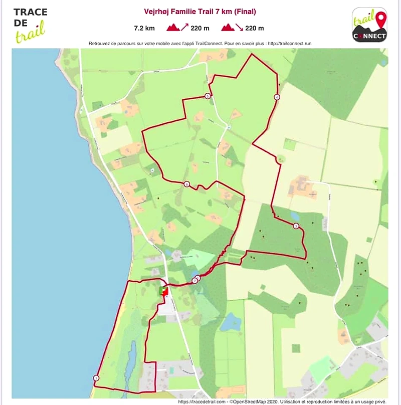 Vejrhøj Familie Trail 7 km rutekort.