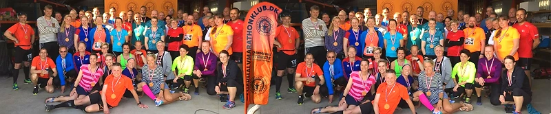Kolstrup Gods Halvmarathon-50 deltagere med medaljer.