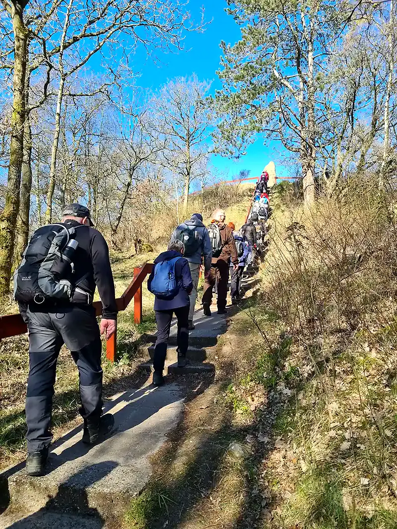 Løbere på en sti i smuk natur. Lønne Trail 2025.