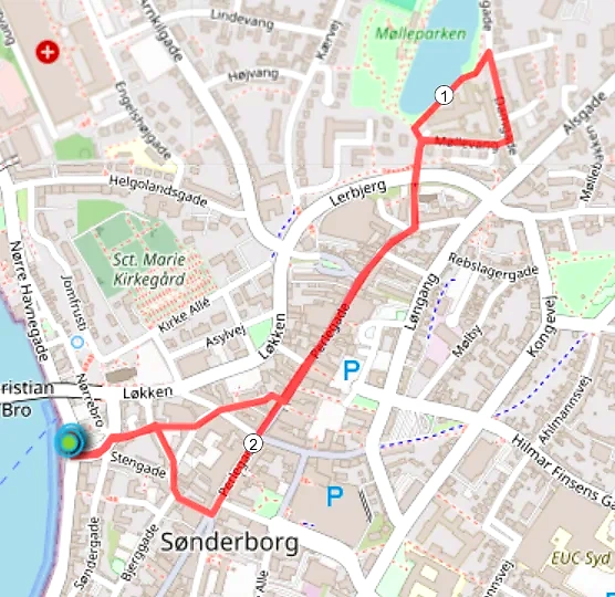 Kort over ruten for Natløb Sønderborg.