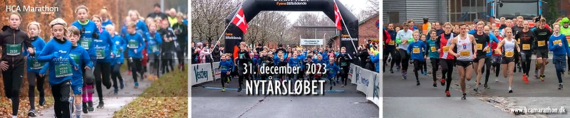 Billeder fra Nytårsløbet 2023 med både børn og voksne.