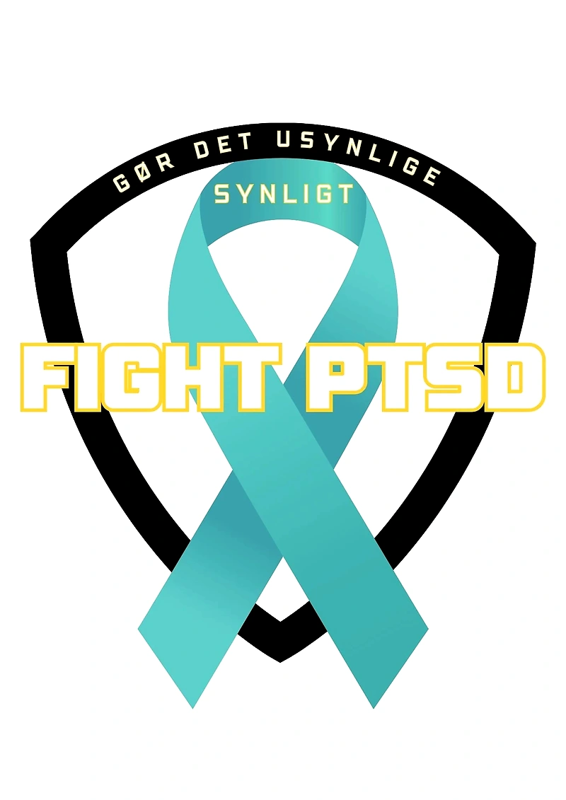 PTSD Løbet logo: Teal bånd i skjold.
