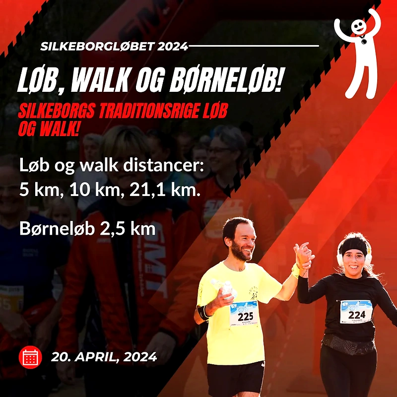 Silkeborgløbet 2024: Løb, walk & børneløb! 5, 10 & 21,1 km. Børneløb 2,5 km. 20. april.