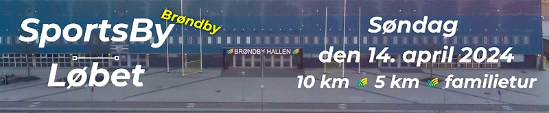 SportsBy Løbet 2024 i Brøndby Hallen. 10km, 5km & familietur.