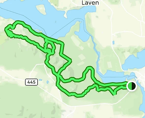 Sukkertop Trail 2025 rutekort. Viser løbsruten i Himmelbjergegnen.
