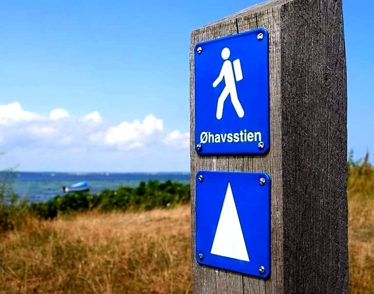 Øhavsstien skilt. Sydfynsk Ultra Trail løber langs denne sti.