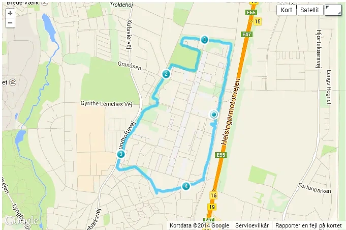 Kort over ruten for Tranbjerg Løber Cannonball 2025.