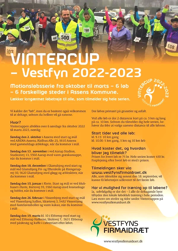 Vintercup Vestfyn løb. Billede af glade løbere. 2022-2023.