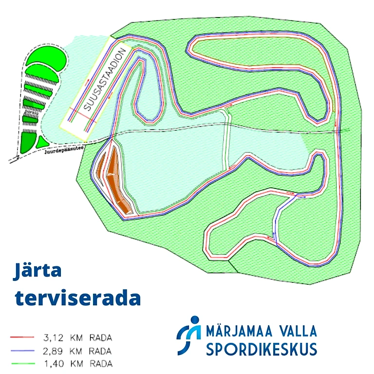 Here is the map of the health track. The routes for different distances are clearly marked.