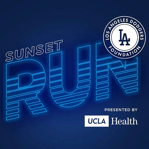 Sunset Run logo ja Los Angeles Dodgers Foundation logo.