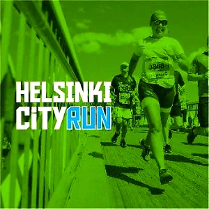 Helsingin City Run -juoksukilpailu. Juoksijat sillalla.