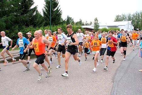 A group of people running in a race.