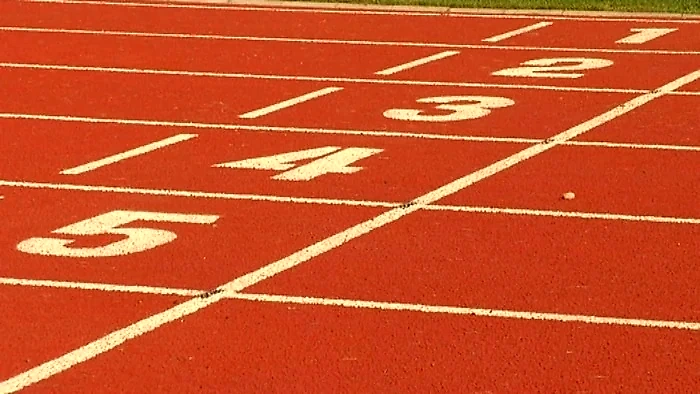 Running track with numbers.