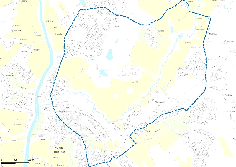 Paimio Run route map, showing the course and terrain features.