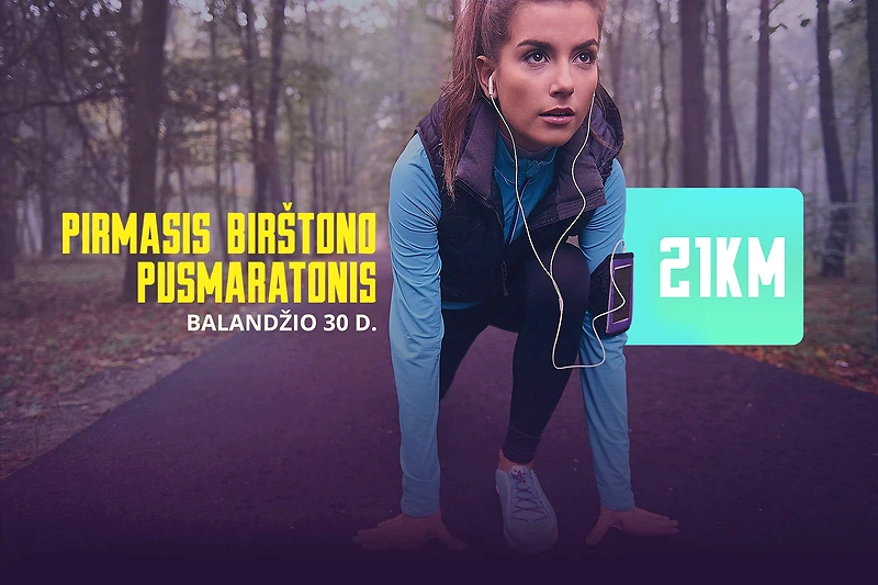 The runner is ready for the start of the Birštonas half marathon event, a 21 km distance.