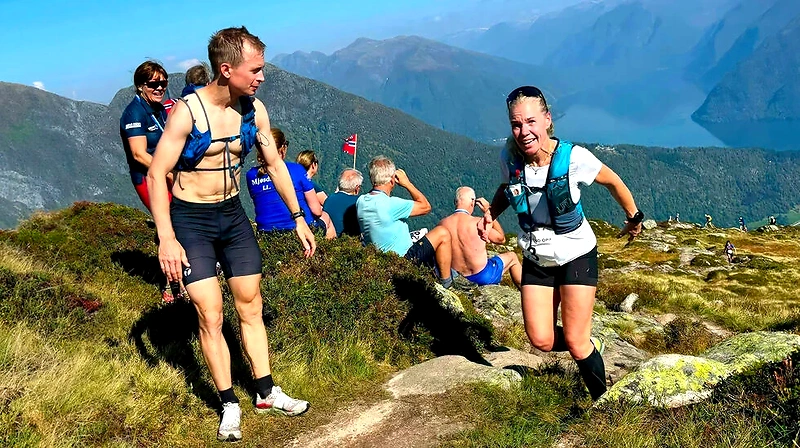 Runners in cross country running in Balestrand, Norway.