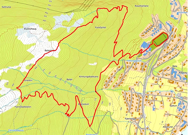 Map of the course for Balestrand Up and Around.