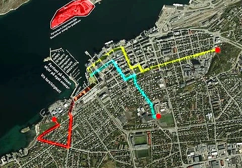 Map of the Bodø Run Festival courses, with colors for different distances.