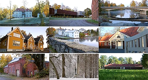 Images of buildings and landscapes in Eidsvoll Verk.