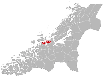 Map of Hemne municipality in Trøndelag, where the Heim Half Marathon takes place.