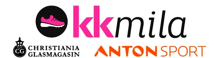Logo for the kkmila race with a pink running shoe.