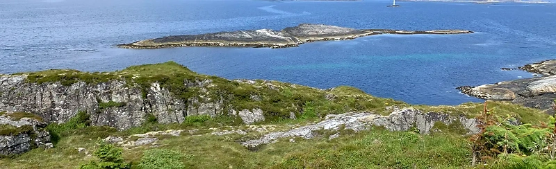 Coastal landscape with coastline and rocky terrain. Great view of the sea.
