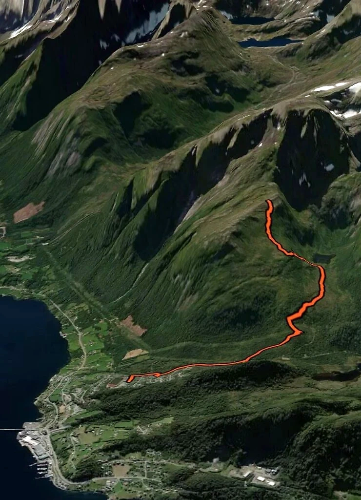 Map of the Stavekollen Sky Run course in Sykkylven, Møre og Romsdal, Norway.