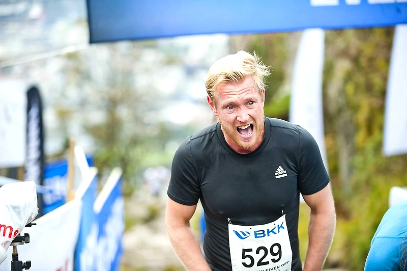 Runner in Stoltzekleiven Up - day 1, strained expression.