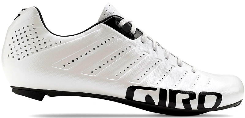 White cycling shoes with black details.