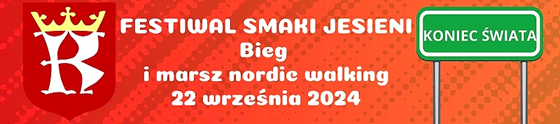 Plakat reklamujący Bieg i Marsz na Końcu Świata, 22 września 2024.
