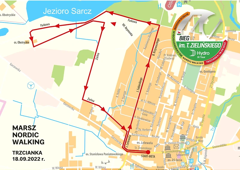 Mapa trasy Nordic Walking.
