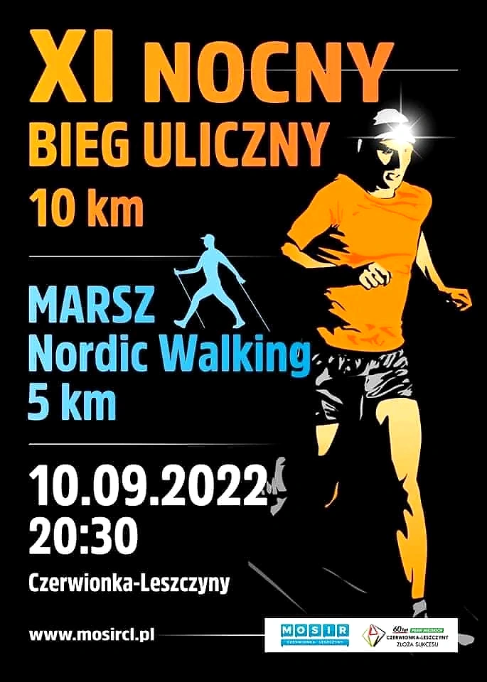 Plakat promujący bieg uliczny w Czerwionce-Leszczynach.