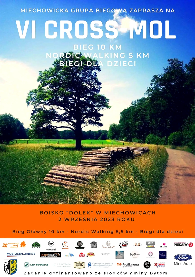 Plakat biegu VI Cross-Mol w Miechowicach.