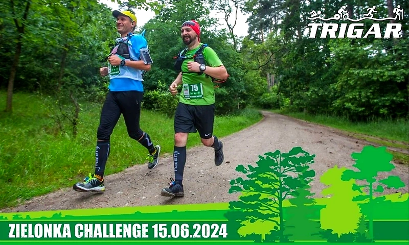 Biegacze na leśnej ścieżce podczas Zielonka Challenge. Data: 15.06.2024.