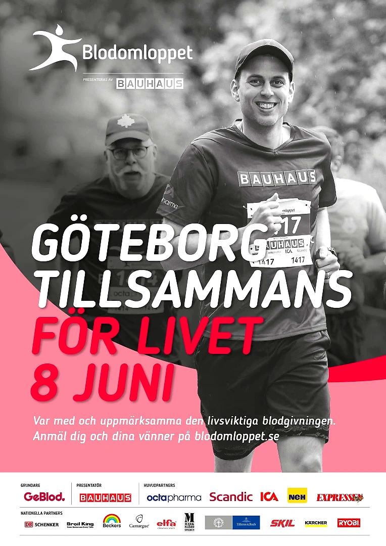 Blodomloppet Göteborg-löptävling, löpare, datum och sponsorer.