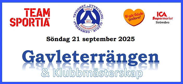 Gavleterrängen logotyp med datum och sponsorer.