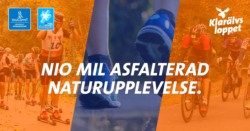 Klarälvsloppet logo and runners on their way.