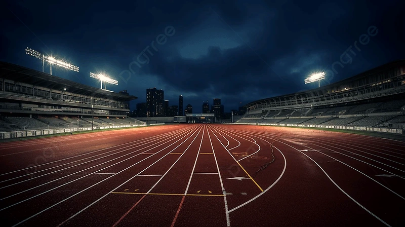 Running track in the stadium at night, perfect for the Stadium Night Run.