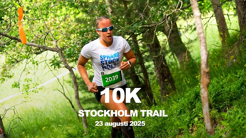 Löpare på trail, 10 km Stockholm Trail, 23 augusti 2025.