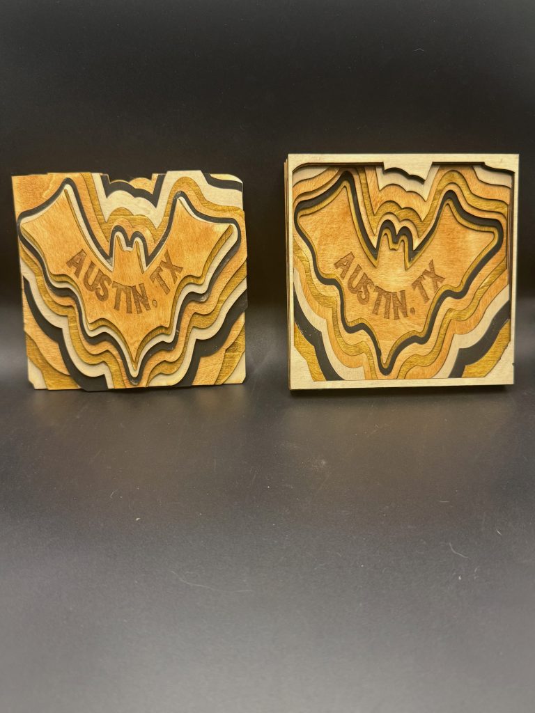 Austin, TX Layered Bat Wood Art