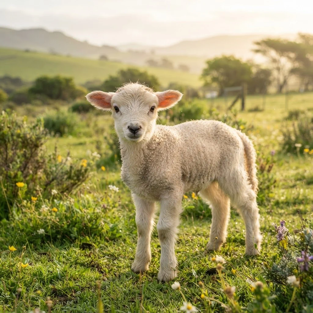 Baby lamb in a field