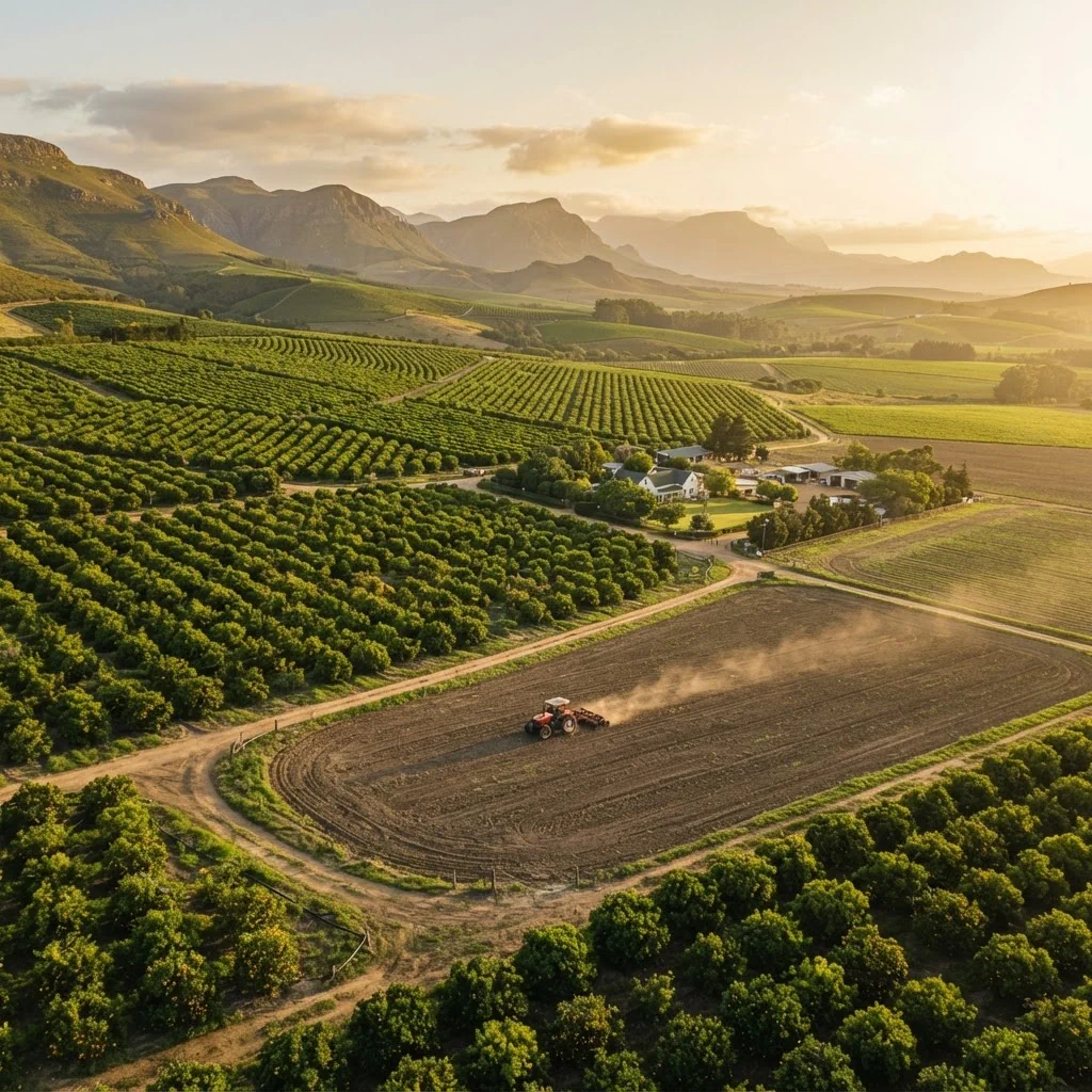 Sunrise over a South African farm