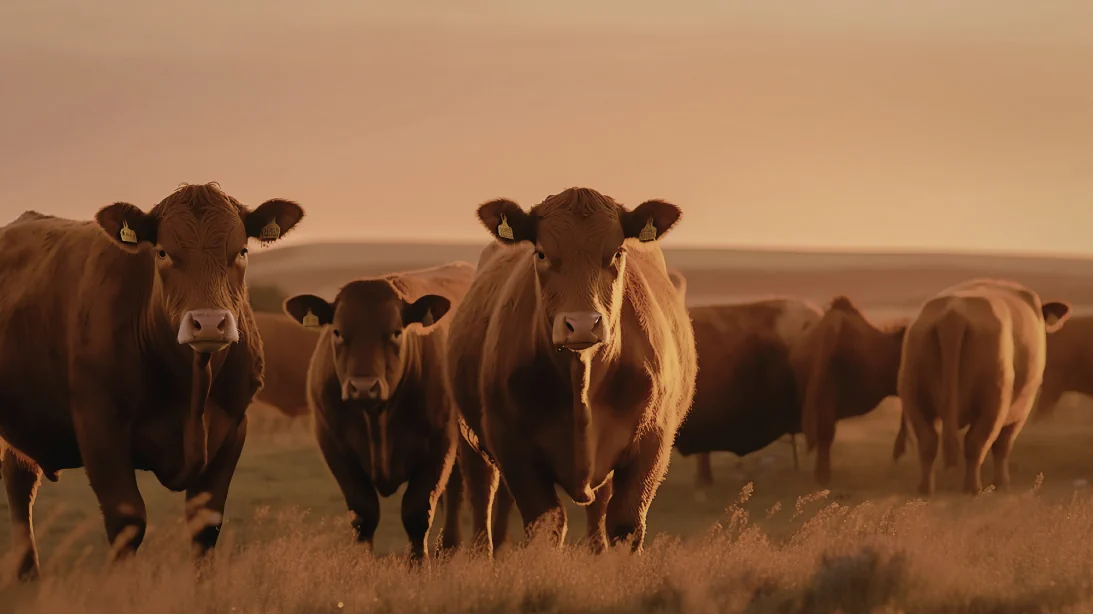 Cattle grazing in a green field