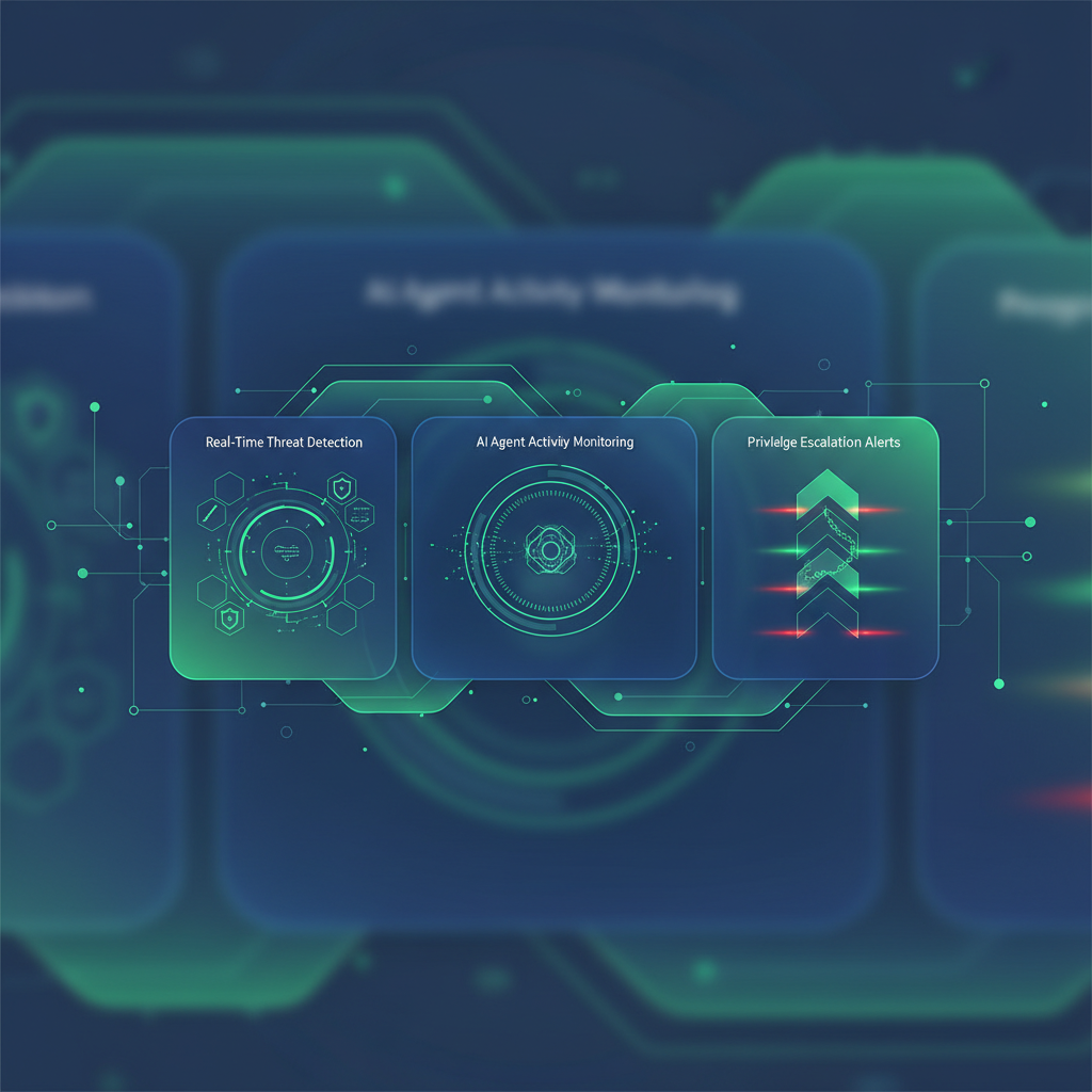 Security operations center dashboard showing AI agent activity monitoring and real-time threat detection