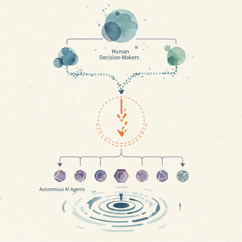 Visualization of the accountability gap between human decision-makers and autonomous AI agents