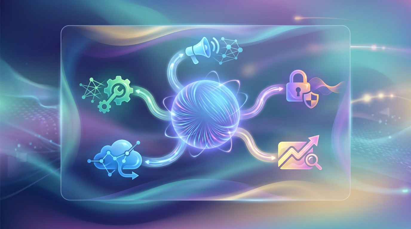 AI agents coordinating multiple business systems in a unified dashboard