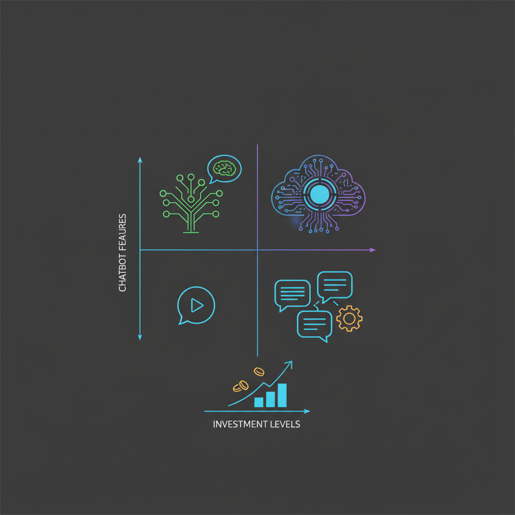 AI chatbot development cost factors visualization showing complexity vs price